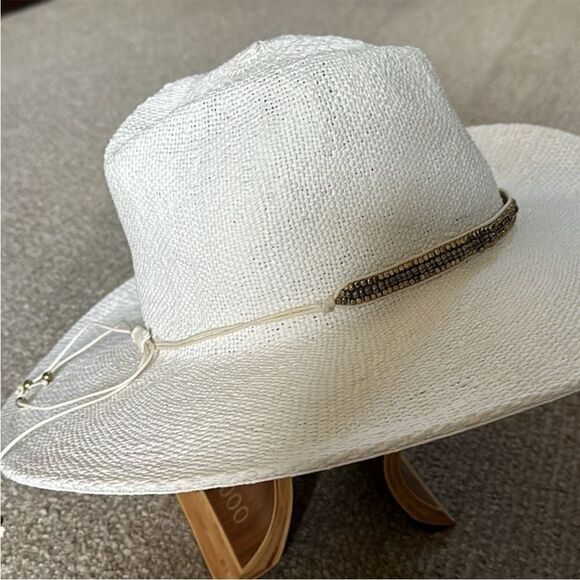 🆕 Free People Monte Carlo Wide Brim Straw Hat / White - Picture 3 of 12